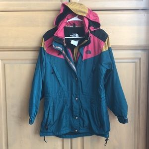 Vintage The North Face colorful colorblock retro longline hooded parka anorak